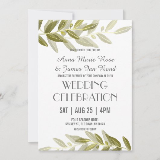Einladungen zu Hochzeiten von grünem Olivenöl (Vorderseite)