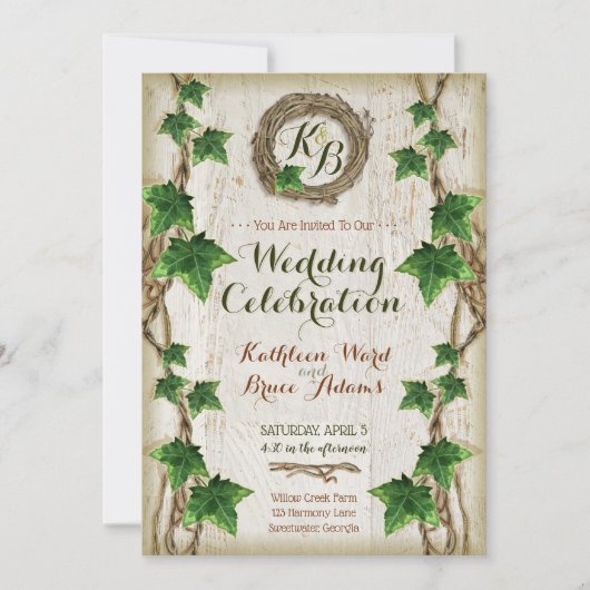 Einladungen zu Hochzeiten von Ivy und Willow - Kra (Vorderseite)