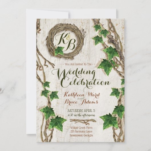 Einladungen zu Hochzeiten von Ivy und Willow - Kra (Vorderseite)