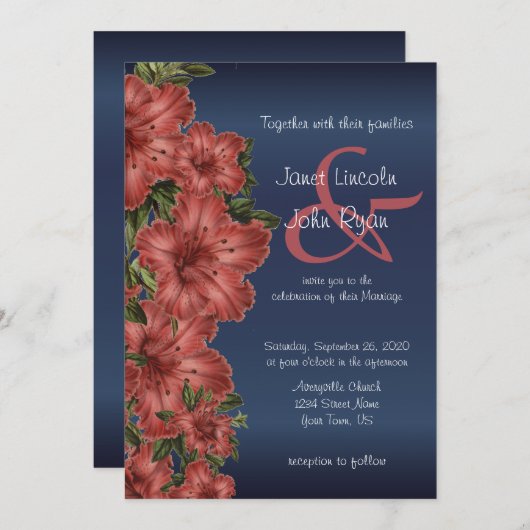 Einladungen zu Hochzeiten von Navy Blue & Rustic R (Vorne/Hinten)