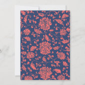 Einladungen zu Hochzeiten von Navy Blue und Korall (Rückseite)