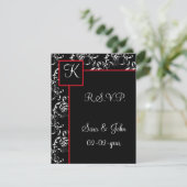 Einladungen zu Hochzeiten von Red Black Damask (Stehend Vorderseite)