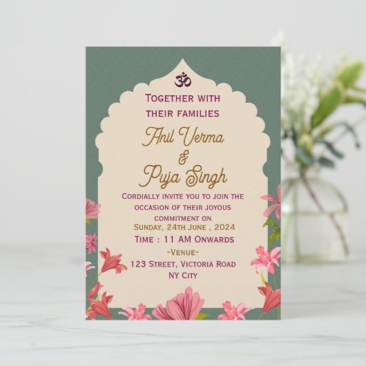 Einladungen zu indischen Hochzeiten (Stehend Vorderseite)