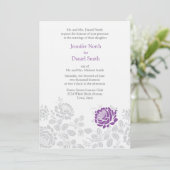 Einladungen zu Lavendel und Gray Damask (Stehend Vorderseite)