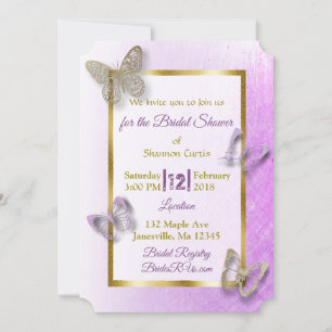 Einladungen zu Lavender und Gold Butterfly Bridal