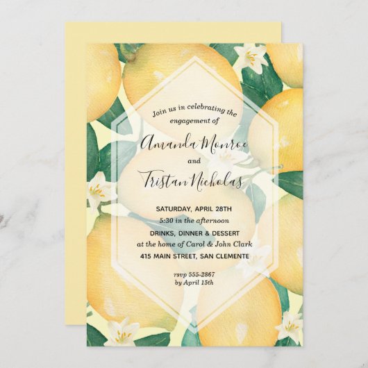 Einladungen zu Lemons Greenery Engagement Party (Vorne/Hinten)