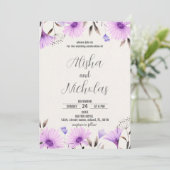 Einladungen zu lila Blumenhochzeiten (Stehend Vorderseite)