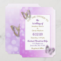 Einladungen zu lila Butterfly-Hochzeiten