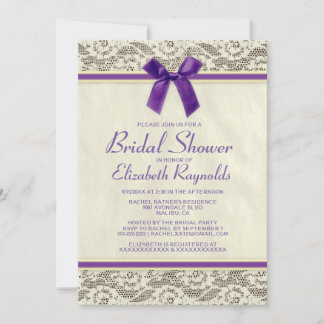 Einladungen zu Lila Gold Country Lace Bridal Dusch