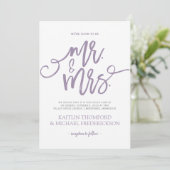 Einladungen zu Lila Hochzeiten | Pinselschrift (Stehend Vorderseite)