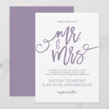 Einladungen zu Lila Hochzeiten | Pinselschrift
