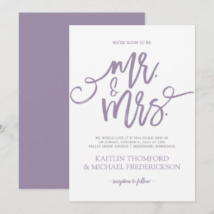 Einladungen zu Lila Hochzeiten   Pinselschrift