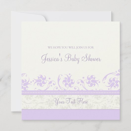 Einladungen zu Lilac White Floral Custom Baby Dusc (Vorderseite)
