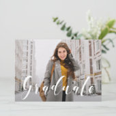 Einladungen zu modernen White Script-Fotos (Stehend Vorderseite)