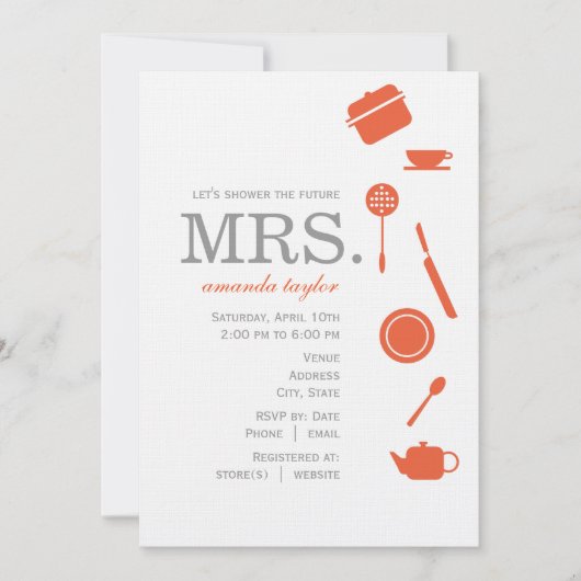Einladungen zu Monogramm Orange Bridal (Vorderseite)