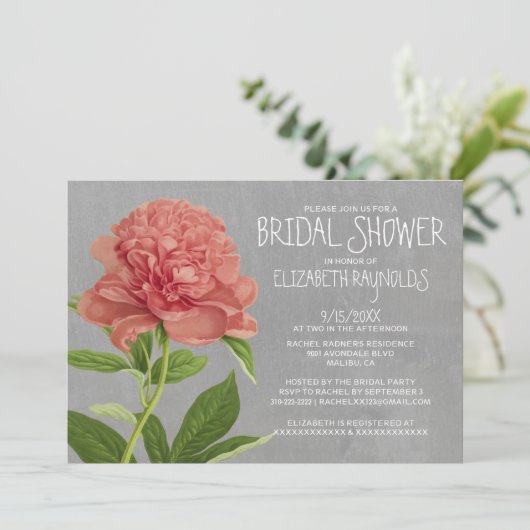 Einladungen zu Peonies Bridal Shower (Stehend Vorderseite)