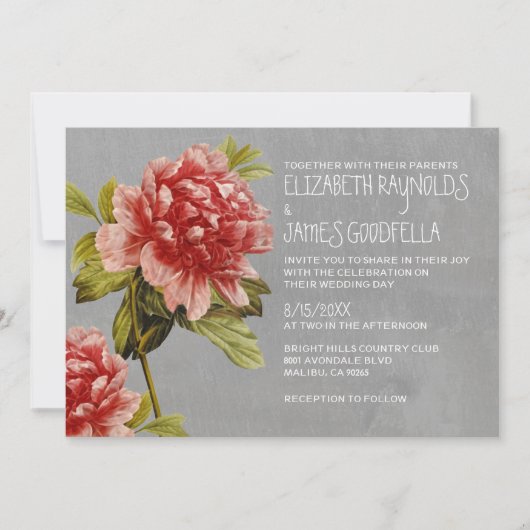Einladungen zu Peony Wedding (Vorderseite)