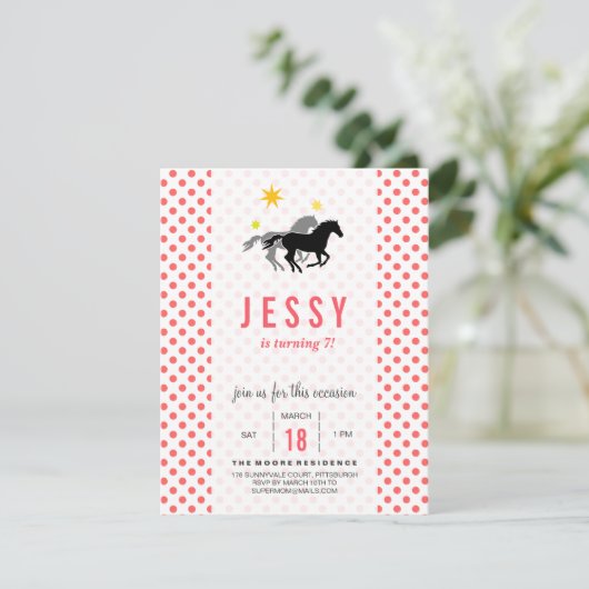 Einladungen zu Pferde zum Geburtstag (Stehend Vorderseite)