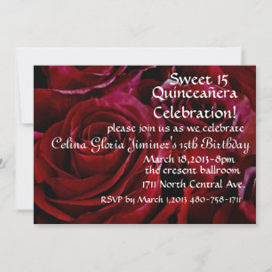 Einladungen zu Quinceañera-rote Rosen