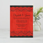 Einladungen zu Red & Black Rustic Lace Wedding (Stehend Vorderseite)