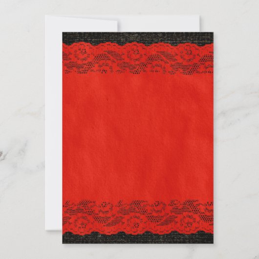 Einladungen zu Red & Black Rustic Lace Wedding (Rückseite)