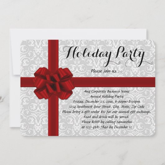 Einladungen zu Red Gift Bow Holiday Party (Vorderseite)