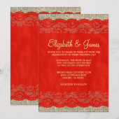 Einladungen zu Red & Gold Rustic Lace Wedding (Vorne/Hinten)