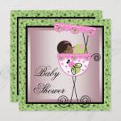 Einladungen zu Rosa Green Baby Girl (Vorne/Hinten)