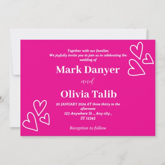 Einladungen zu Rosa Hochzeit | Romantik und zeitlo (Vorderseite)