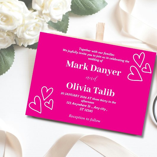 Einladungen zu Rosa Hochzeit | Romantik und zeitlo