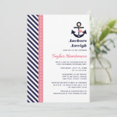 Einladungen zu Rosa Navy Blue Bridal (Stehend Vorderseite)