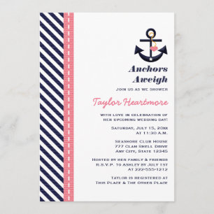 Einladungen zu Rosa Navy Blue Bridal