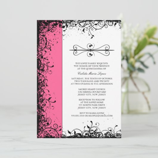 Einladungen zu Rosa Quinceanera (Stehend Vorderseite)