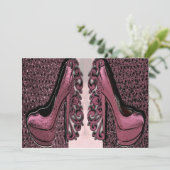 Einladungen zu Rosa Schuhe (Stehend Vorderseite)