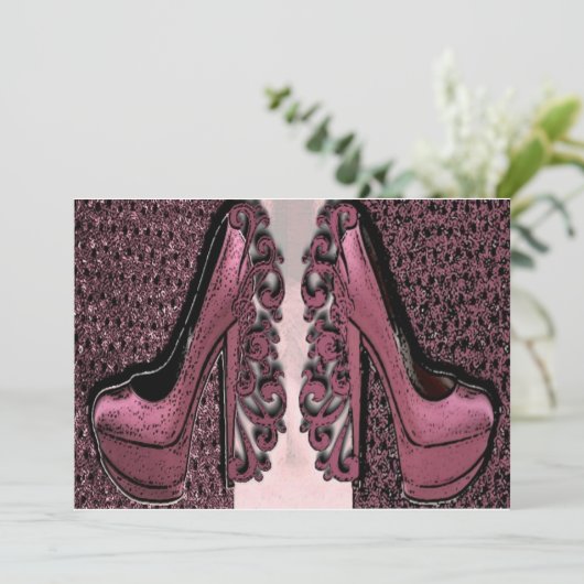 Einladungen zu Rosa Schuhe (Stehend Vorderseite)