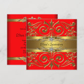 Einladungen zu Rot und Gold Quinceanera (Vorne/Hinten)