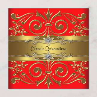 Einladungen zu Rot und Gold Quinceanera