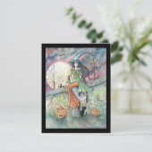 Einladungen zu Rotzunge und Katze Halloween-Party (Stehend Vorderseite)