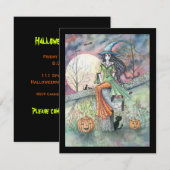 Einladungen zu Rotzunge und Katze Halloween-Party (Vorne/Hinten)