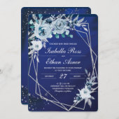 Einladungen zu Royal Blue und Silver Wedding (Vorne/Hinten)