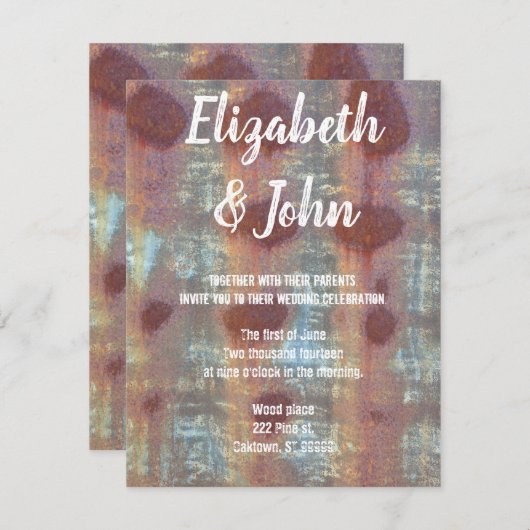 Einladungen zu rustikalen Wellblechplatten (Vorne/Hinten)