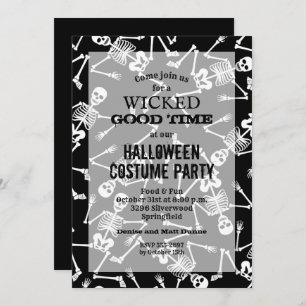 Einladungen zu Skelettons Black Halloween-Party