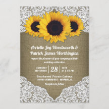 Einladungen zu Sonnenblumen Burlap und Lace Weddin