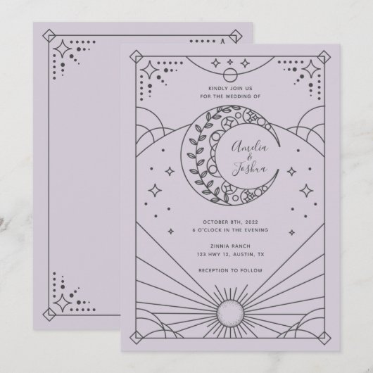 Einladungen zu Stardust Wedding (Vorne/Hinten)