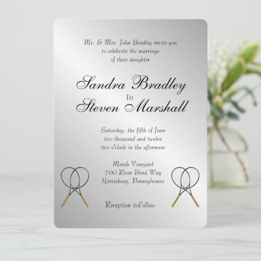 Einladungen zu Tennis Theme Sports Wedding (Stehend Vorderseite)