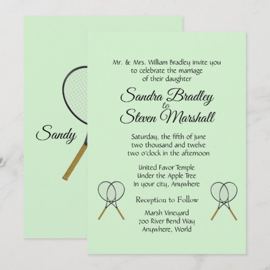 Einladungen zu Tennis Wedding Theme (Vorne/Hinten)
