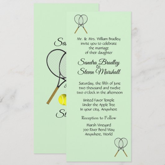 Einladungen zu Tennis Wedding Theme (Vorne/Hinten)