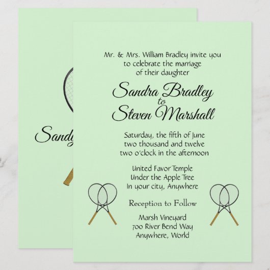 Einladungen zu Tennis Wedding Theme (Vorne/Hinten)