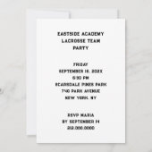 Einladungen zu Veranstaltungen des Lacrosse-Teams (Rückseite)