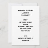 Einladungen zu Veranstaltungen des Lacrosse-Teams (Rückseite)